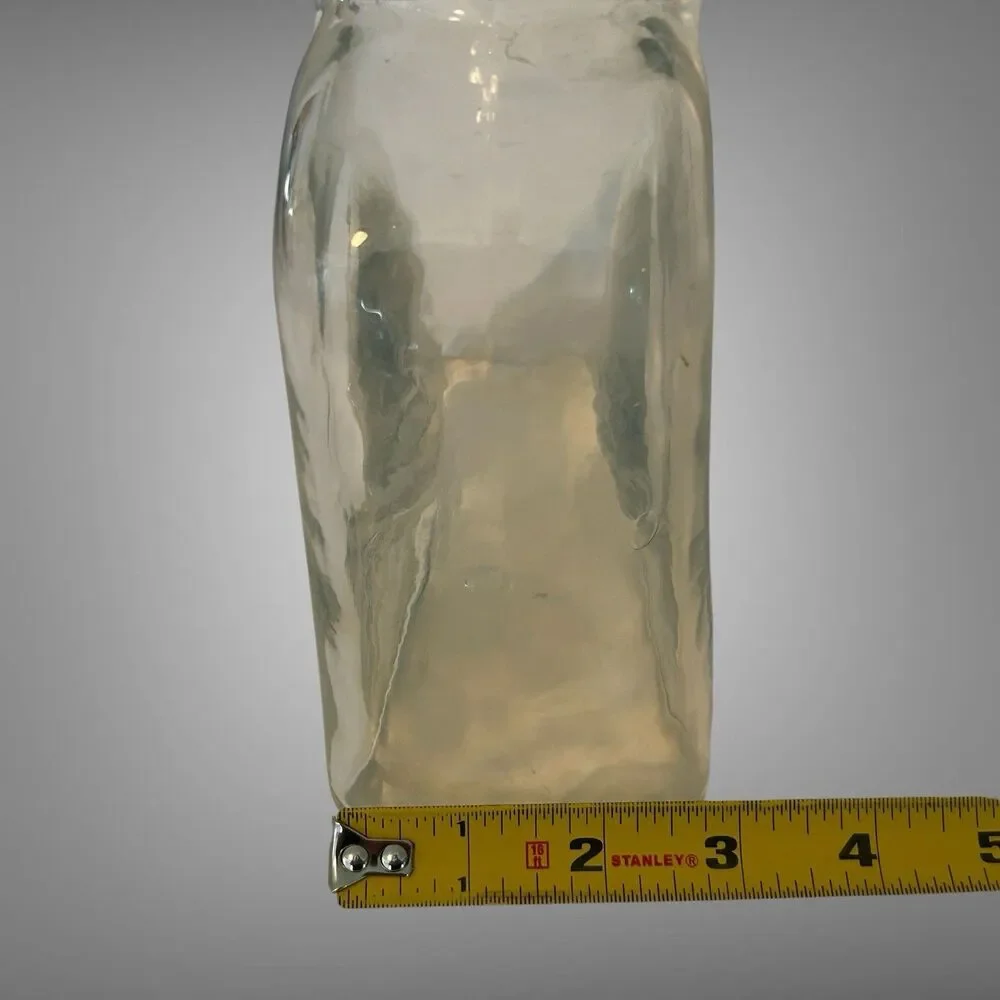 Vintage Blenko Clear Art Glass 8” Double Spout Pitcher Water Carafe Bottle